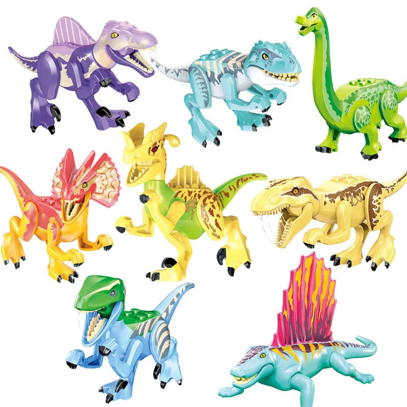 Jurassic Dinosaur Park Dinos World Building Blocks Animals Tyrannosaurus Rex Indominus I-Rex Blue Figures Triceratops Toys