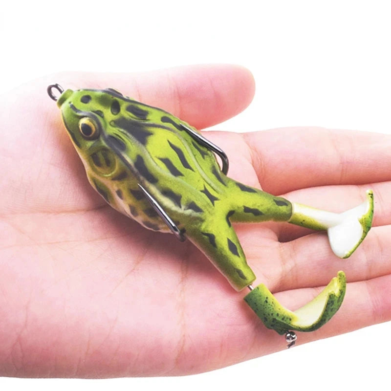 Double Propeller Frog Lure Silicone Soft Baits 9cm Topwater Wobblers Artificial Bait for Bass Catfish Fishing Tackle