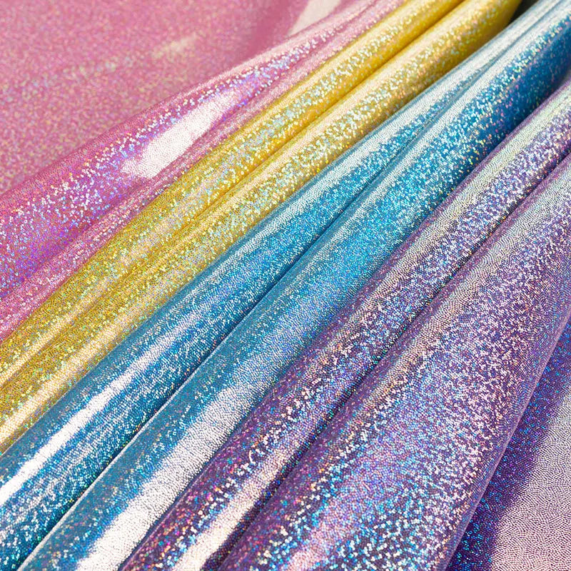 3/5/10M Glitter Iridescent Stretch Spandex Sparkly Fabric For DIY Costumes Gown Evening Dress Christmas Party Wedding Decoration