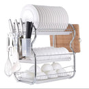 Kitchen Chrome Dish Drainer Cutlery Cup Plates Holder Sink Rack Drip Tray 3 Tier