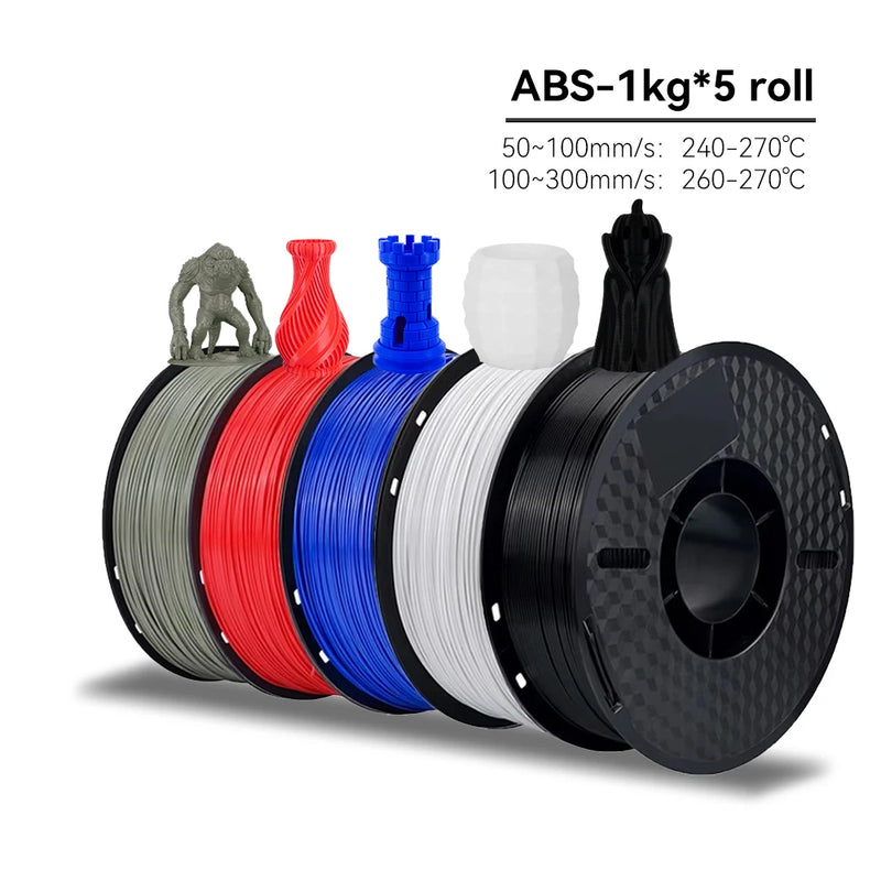 KEEPANG PLA/HS-PLA/PETG/Silk PLA 3D Printer Filament 1.75mm Mix Color 5Rolls High Speed PLA Printinng Material for Bambu Lab