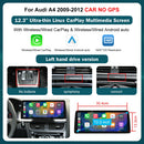 RoadTop 12.3 Inch Wireless CarPlay Multimedia Ultra-thin Screen Android Auto For Audi A4 2009-2012 Airplay Autolink Function