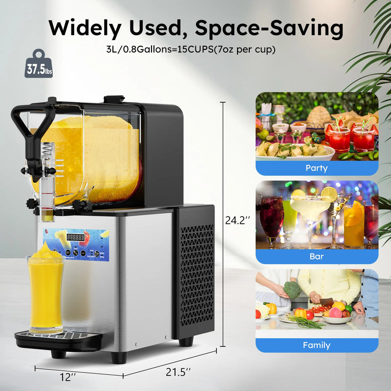 3/6L Commercial Slushie Machine Slush Maker Frozen Drink Maker Dispenser Ice-Cool Juice Smoothie Granita Vending Machine 110V