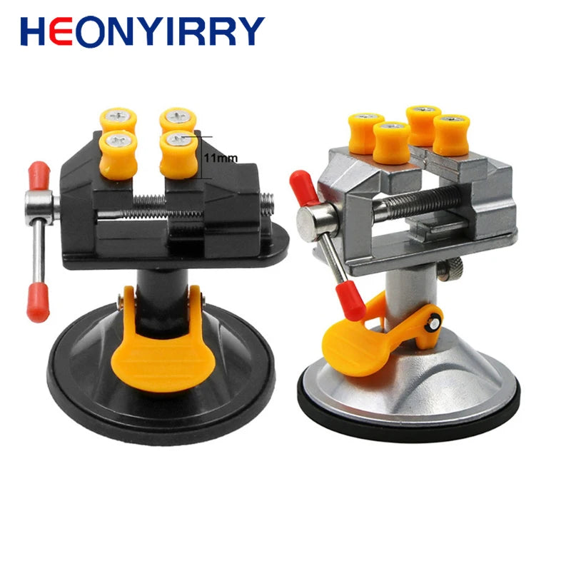 Mini Adjustable Fixed Electric Small Table Bench Vise 360 ° Rotatable Grinder Rotary Hand Drill Suction Cup Fixed Frame