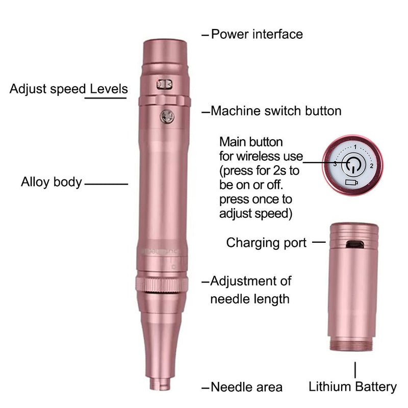 Rose Gold Professional Wireless Permanent Makeup Machine Pen Beauty Eyebrow Tattoo Machine