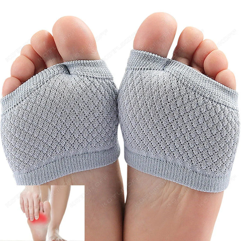 Women's Invisible Forefoot Half Cut Socks with Sponge Cushioning Elastic Breathable Soft Cotton Splitting Foot toes Socks