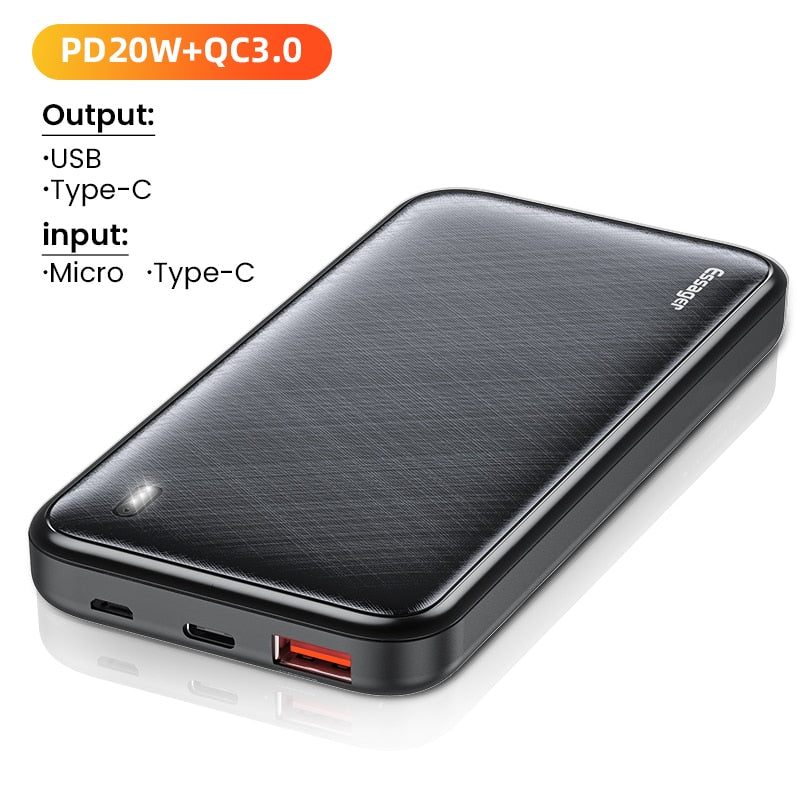 Essager PD 20W 10000mAh Power Bank Portable Charging External Battery Charger 10000 mAh Powerbank For iPhone Xiaomi mi PoverBank