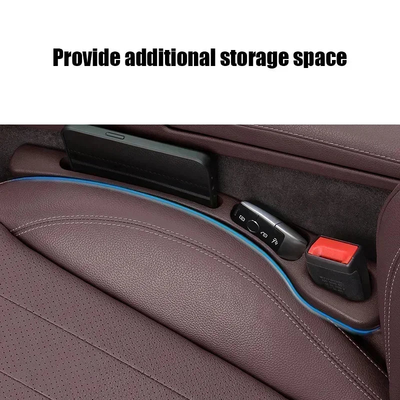 2Pcs Car Seat Gap Filler Organizer PU Waterproof Universal Car Seat Gap Anti-leak Stopper Strip 2Slot Seat Gap Storage Organizer