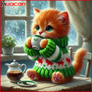 Huacan Neuheiten 2025 Diamond Painting Katze Winter Diamant Mosaik Tier Landschaft Komplett-Set Strass Bilder