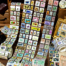 Yoofun 5x200cm Vintage Stamp Album Masking Tape Retro Stamps Tape Stickers Butterflies Grape Natual Plants Flower Sticker