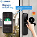 YRHAND Tuya WiFi-App-Entriegelung, biometrisches elektronisches wasserdichtes Fingerabdruck-IC-Karten-Smart-Türschloss für Zuhause
