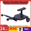 25KG Universal Baby Strollers Step Board Adapter with Seat Standing Plate Riders Buggy Board Child Trailer for 3-7 Years Black