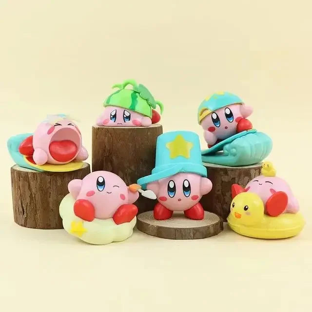 8pcs Anime Games Kirby Action Figures Toys Pink Cartoon Kawaii Kirby PVC Cute Figure Action Toy Christmas Gift for Children