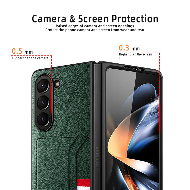 Anti-scratch Card Holder Leather Case for Samsung Galaxy Z Fold5 Fold 5 4 Fold4 Fold3 Fold2 Fold 3 2 Business Phone Bag Funda
