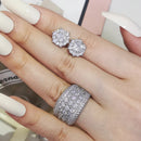 2026 New Arrivals Luxury 2pcs Silver Color Cz Dubai Jewelry Set Ring and Earring for Women Wedding Party Lady Gift Jewelry J5968