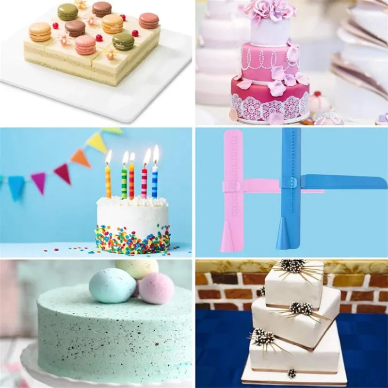 Cake Scraper Surface Smoothing Device Adjustable Edge Decorating Plastic Cake Cream Scraper Icing Rotating Cake Decoration Tools