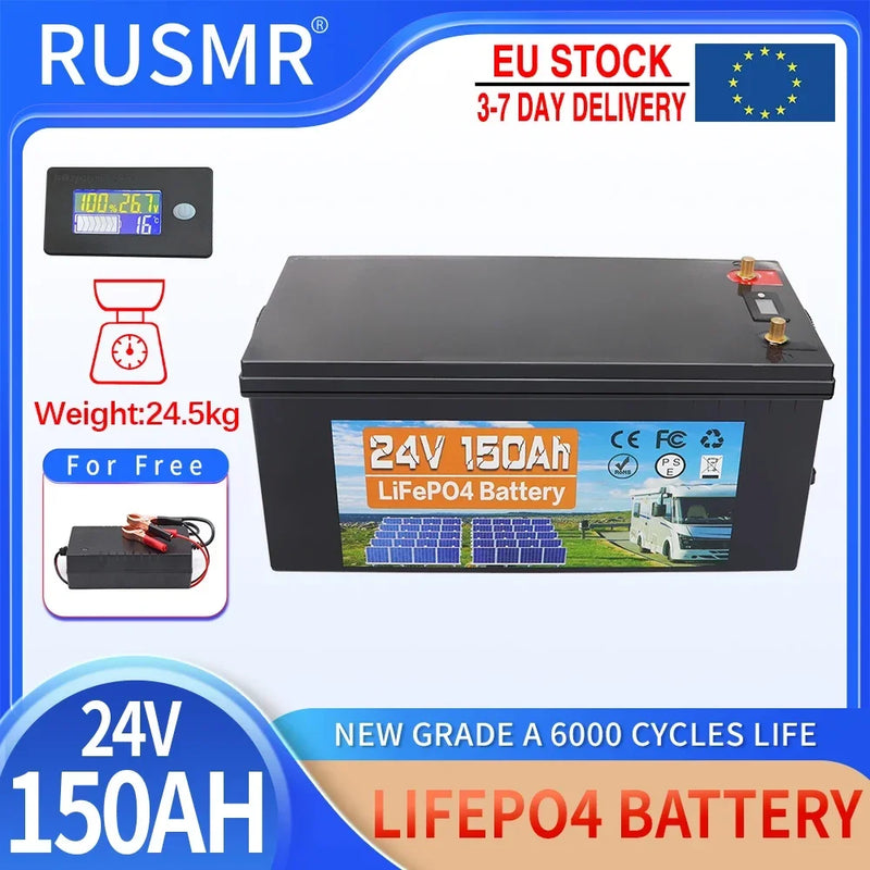 12V 24V 60AH 120Ah 200Ah 300AH LiFePO4 Battery Built-in BMS Lithium Iron Phosphate Cells For RV Campers Golf Cart Solar Storage