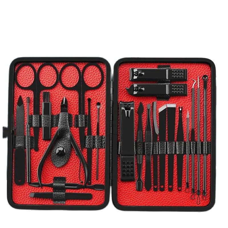 Supper Complete 23/25 Pieces Manicure Set Nail Kit Art Tools Toenail Pedicure Care Ingrown Trimmer Clipper Professional