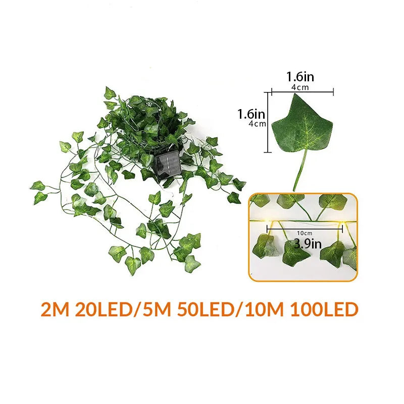 Flower Green Leaf String Lights Artificial Vine Fairy Lights Battery Powered Christmas Tree Garland Light for Weeding Home Decor
