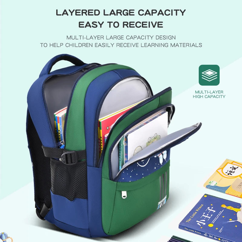 Elementary School Students Schoolbag Boys 1,2,3,4,5,6 Grades 6-12 Years Old Astronaut Shoulder Baglaptop Backpack Waterproof WEA