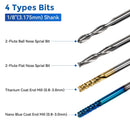 40pcs End Mills CNC Router Bits with ER11, ER16 Collet, 1/8" Shank CNC Cutter Milling Carving Bit Set
