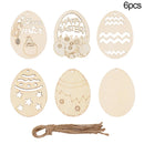 6/12Pcs Easter Egg Wooden Slice Kids DIY Painting Gift Hanging Pendant Unfinished Wood Crafts Happy Easter Party Home Decoration