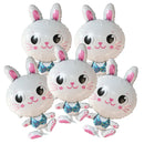 5pcs Easter Cute Rabbit Balloons White Bunny Shaped Balloons Happy Easter Foil Balloons for Easter Party Decors Kids Birthday