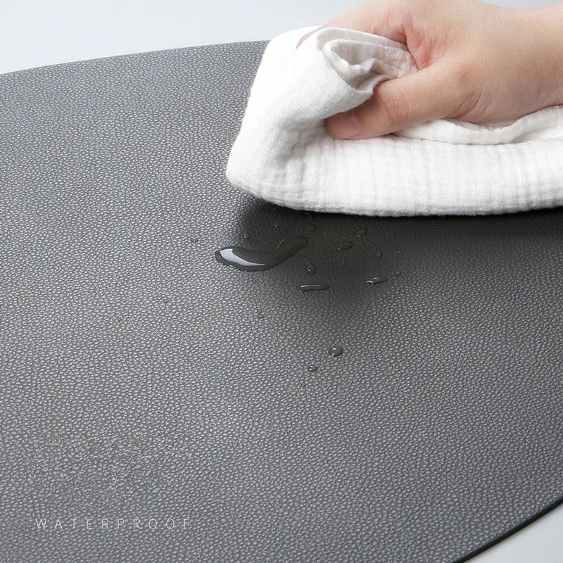 Placemat Table Mat Tableware Pad PU Leather Waterproof Heat Insulation Non-Slip Placemat Soft Black Brown Washable Bowl Coaster