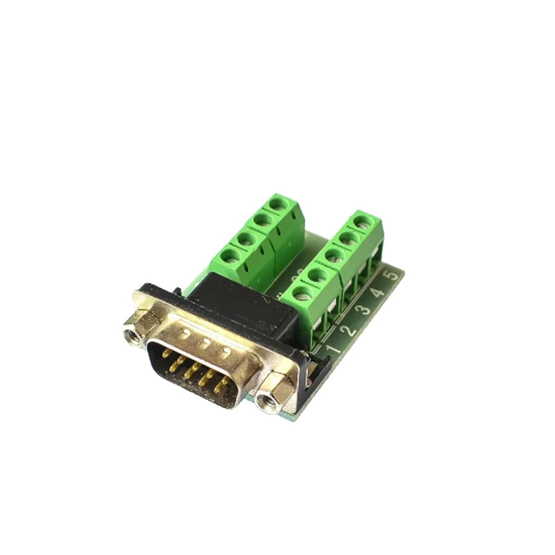 D-Sub 9pin Solderless Connectors DB9 RS232 Serial to Terminal Female Male Adapter Connector Breakout Board Black+Green