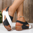 New Women's Contrast Color Wedge Sandals Summer Peep Toe Non Slip Beach Shoes Woman Comfortable Platform Roman Sandalias