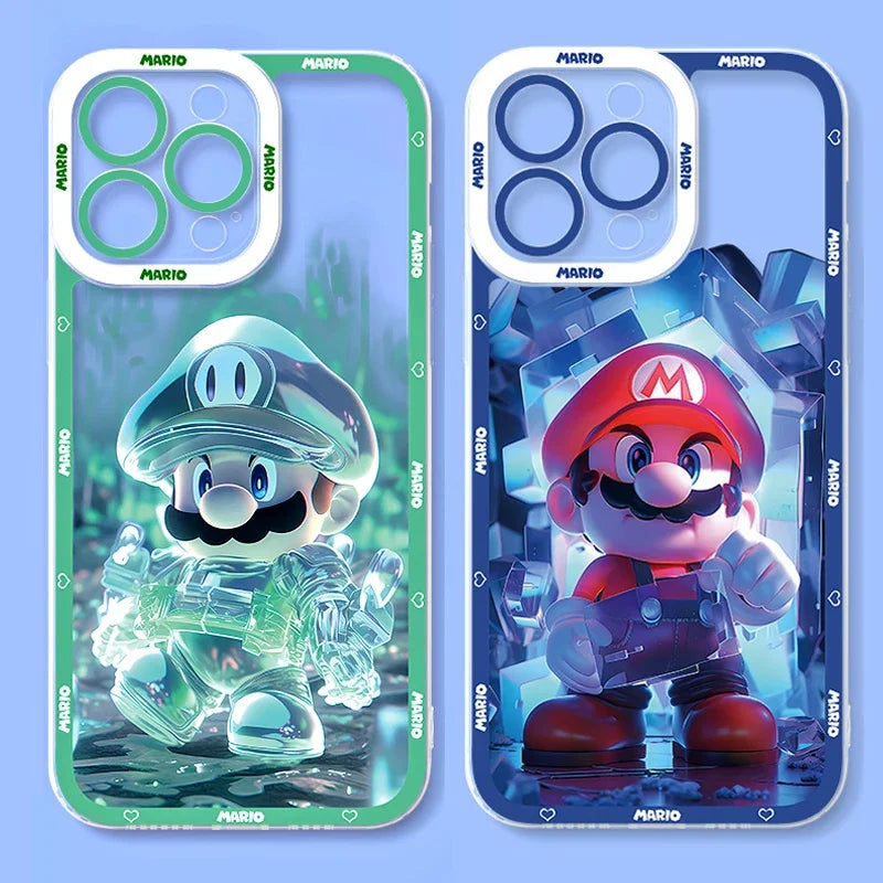 Super M-Marios Bros Clear Case for Samsung Galaxy S23 S22 Ultra S21 S20 FE S10 Plus Note 20 10 9 A32 A52S A52 A72 Silicone Cover