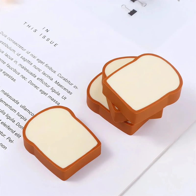 4pcs/Pack Creative Toast Shape Rubber Erasers, Bread Pencil Eraser, Students Prize School Stationery, Cute Children's Day Presen