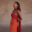 The Amalfi Hour | Colour-Block Scarf-Collar Maxi Dress