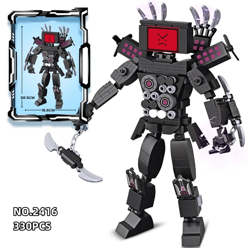 MOC Dark Tv Man Plus Skibidi Toilet Man Building Blocks Toys Titan Clock Man Female Model Diy Gift Toys For Children Kids