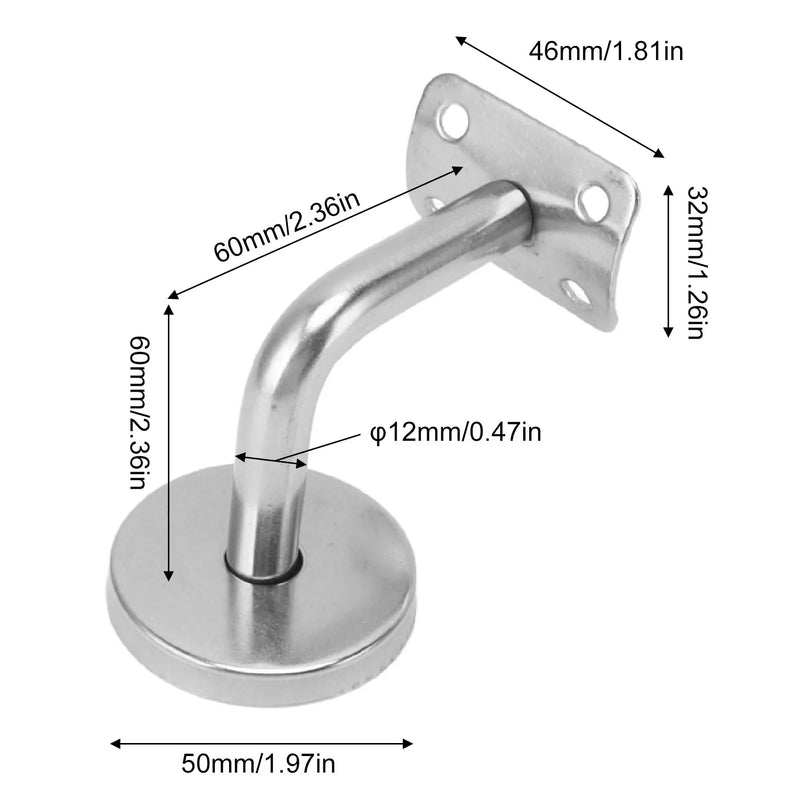 6Pcs Wall Handrail Bracket 304 Stainless Steel Strong Bearing Stair Railing Support Hand Rail Hardware