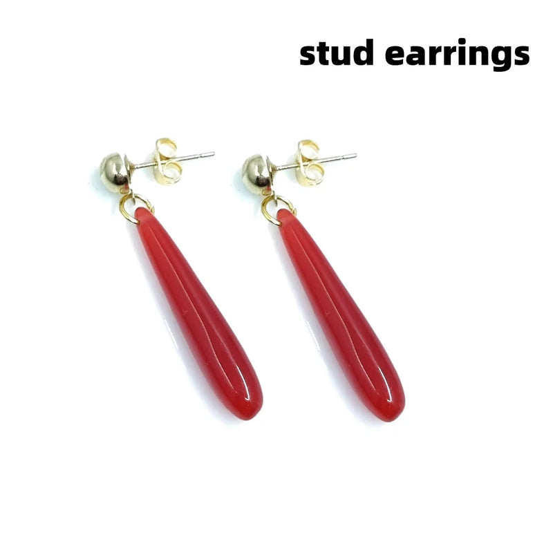 Frieren at the Funeral character Frieren Cosplay Red Resin Pendant Earrings Stud Earring Clip Earrings ZS002