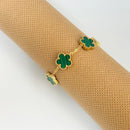 Adjustable Stainless Steel Bracelet Double Sided Bracelets Five Leaf Petals Flower Gold Plated Clover Women Fashion Jewelry