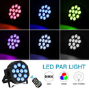 Fieryzeal 4PCS Battery LED Par Light RGBW Stage Flat Strobe Light Par Light DMX512 Effect Stage Light for DJ Disco Party Wedding