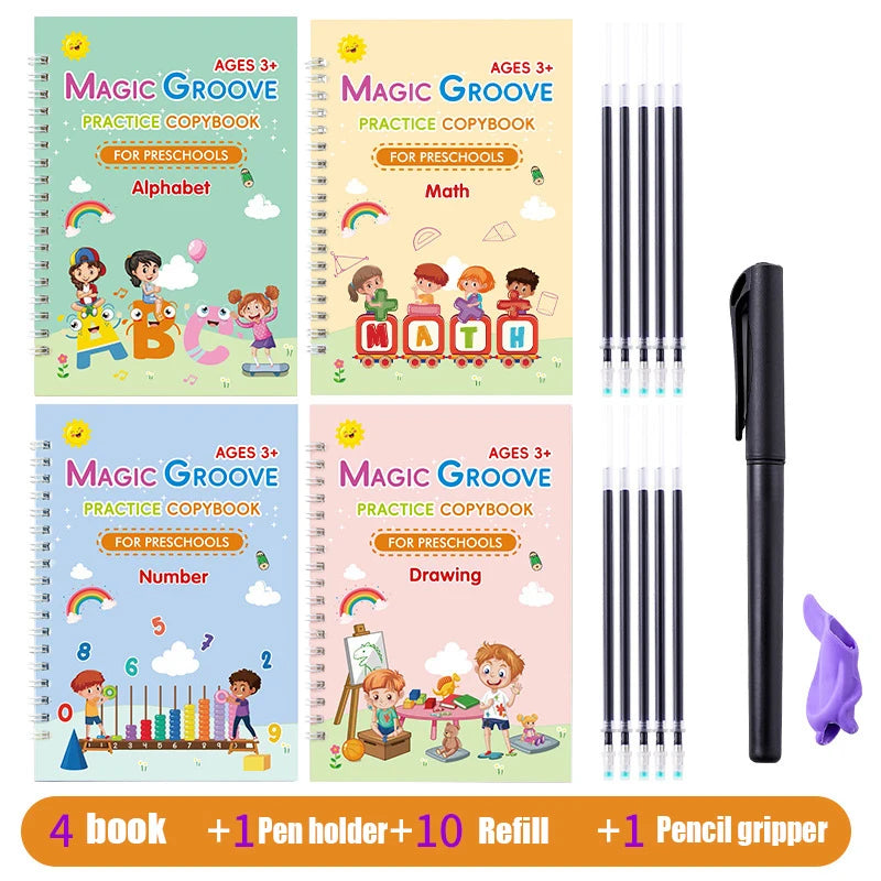 Magical English Groove Practice Copy Book for Children's Notebook Learning Number Letters Calligraphy Writing Exercise Book