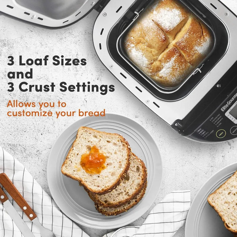 EBM8103B Programmable Bread Maker Machine 3 Loaf Sizes, 19 Menu Functions Gluten Free White Wheat Rye French and more