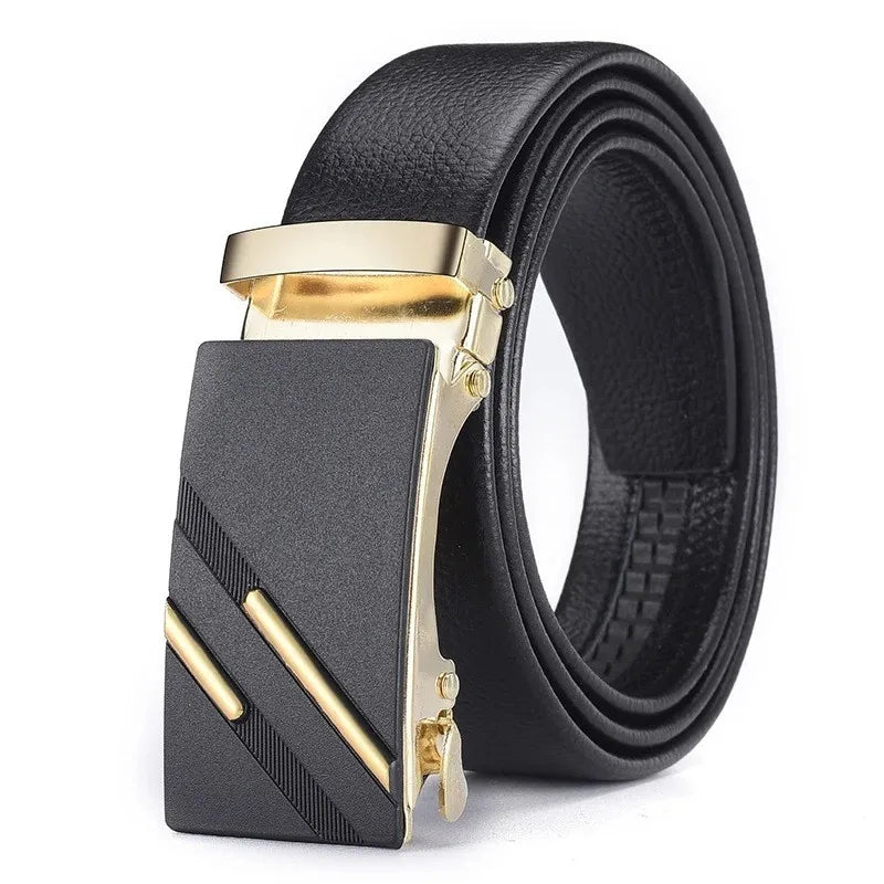 New Fashion Leisure Business Men's Belt Metal Automatic Buckle Brand Luxury Design Waist Belts For Men Strap Male，For Ideal Gift