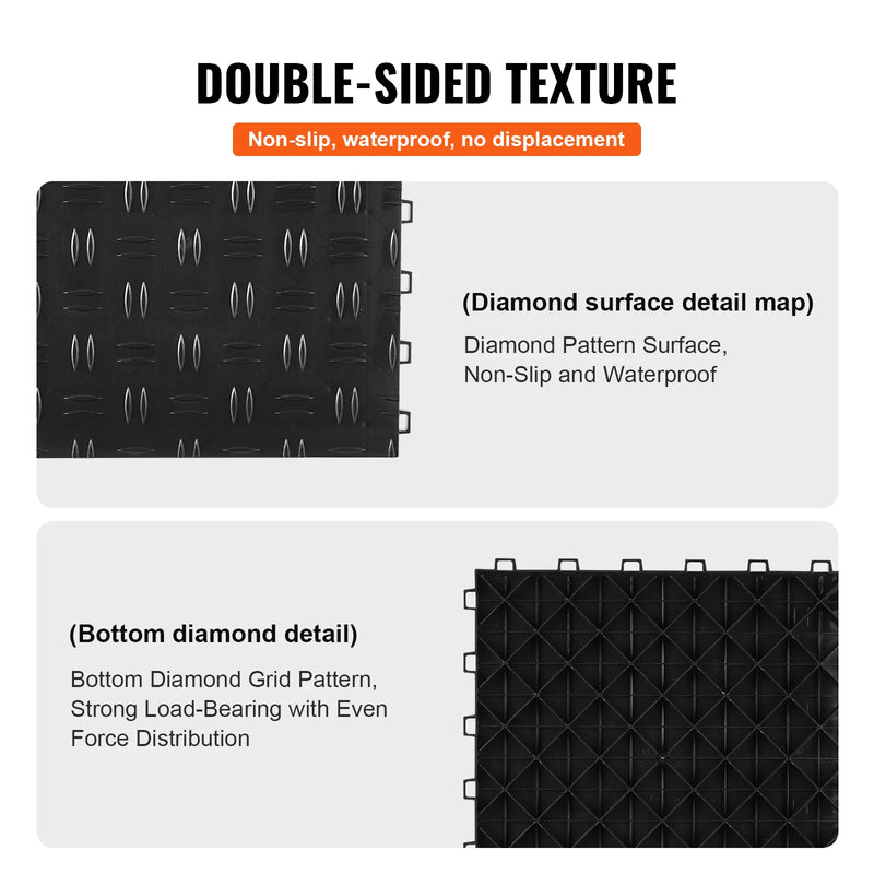 SucceBuy Garage Tiles Interlocking 12in 25/50Pcs Garage Floor Covering Tiles Non-Slip Double-Sided Texture for Garages Repair