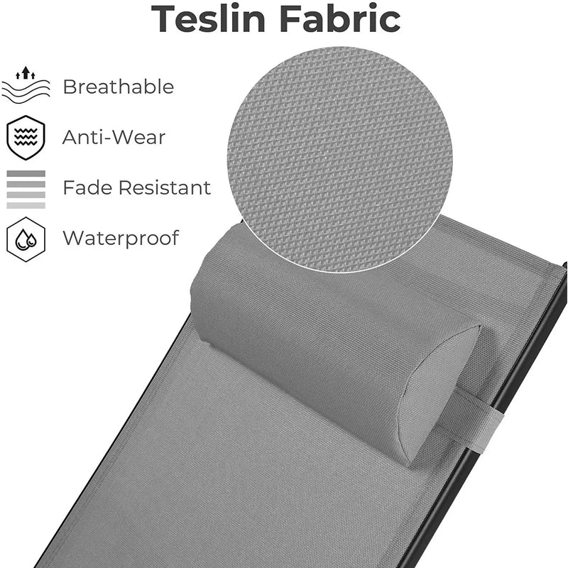 Aluminum Lounge Chair for Outside with 5 Adjustable Positions+Table 3Pcs Chaise Outdoor for Pool, Garden,Beach,Camping,Backyard