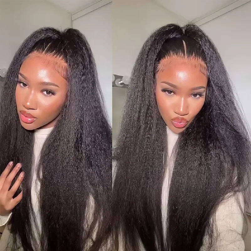 CEXXY Kinky Straight 360 HD Lace Frontal Wigs Wig For Black Women Yaki Straight Ponytail Human Hair Cheap Wigs On Clearance Sale