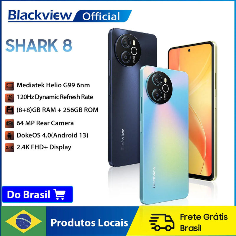 Blackview SHARK 8 Unlocked Smartphone Android13 G99 16GB RAM 128GB/256GB ROM Mobile Phone 6.78'' 2.4K Display Dual 4G Cellphone