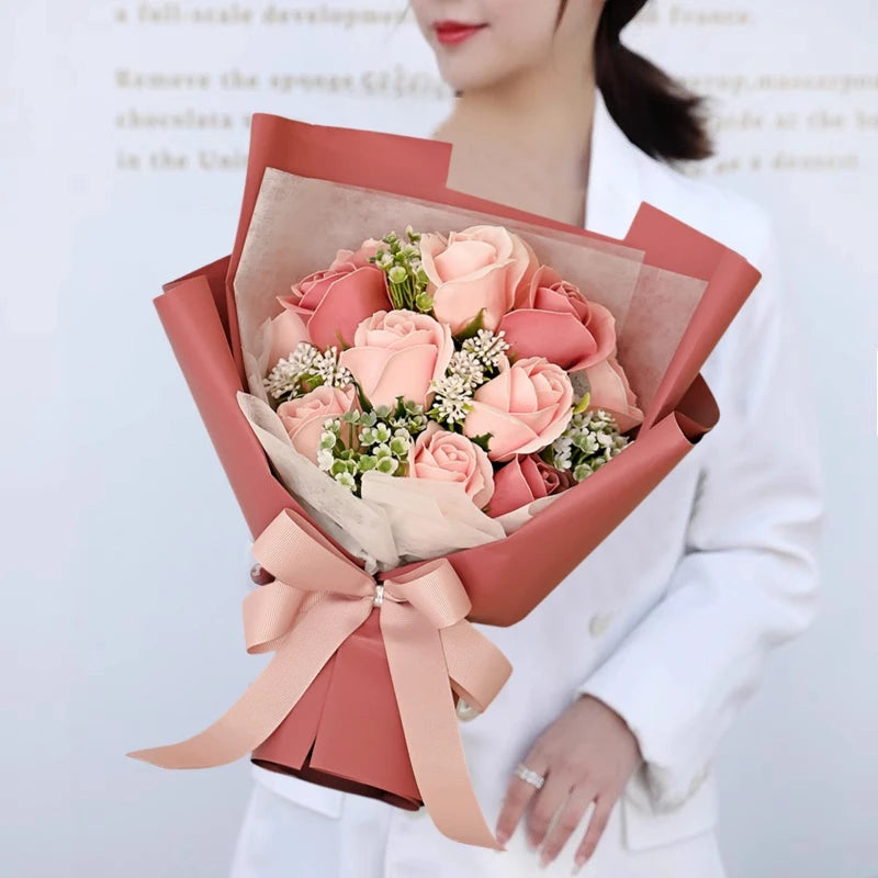 Soap Flower Bouquet Valentine's Day Gifts Creative Rose Soap Flower Mothers Day Gift Rose Soap Flower Creative Fake Flower Decor