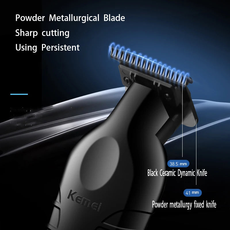 Kemei 2299 Barber Cordless Hair Trimmer 0mm Zero Gapped Carving Clipper Detailer Professional Electric Finish Cutting Machine