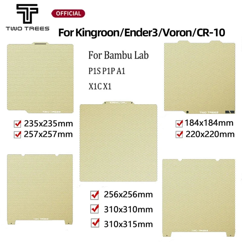 Honeycomb PEI Build Plate 184/220/235/257/310/315mm For Bambu Lab P1P/P1S/X1/X1C/X1E/A1 mini For Ender Voron K1 Max 3D Printer