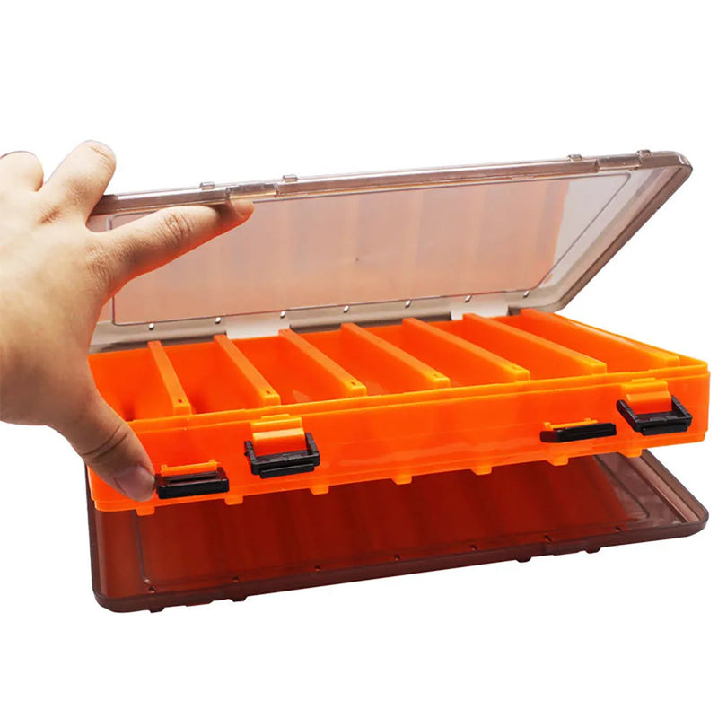 Double-layer Fishing Tackle Box Transparent Fishing Lure Box Plastic Tackle Storage Tray Fishing Tackle Case 10 Cells / 14 Cells