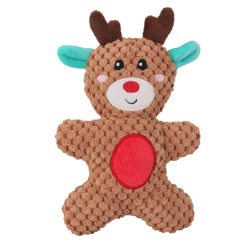 Pet Dog Plush Noise Chewing Toy Santa Elk Gingerbread Man Donut Cat Dog Christmas Cartoon Cute Animal Puzzle Safety Playing Doll